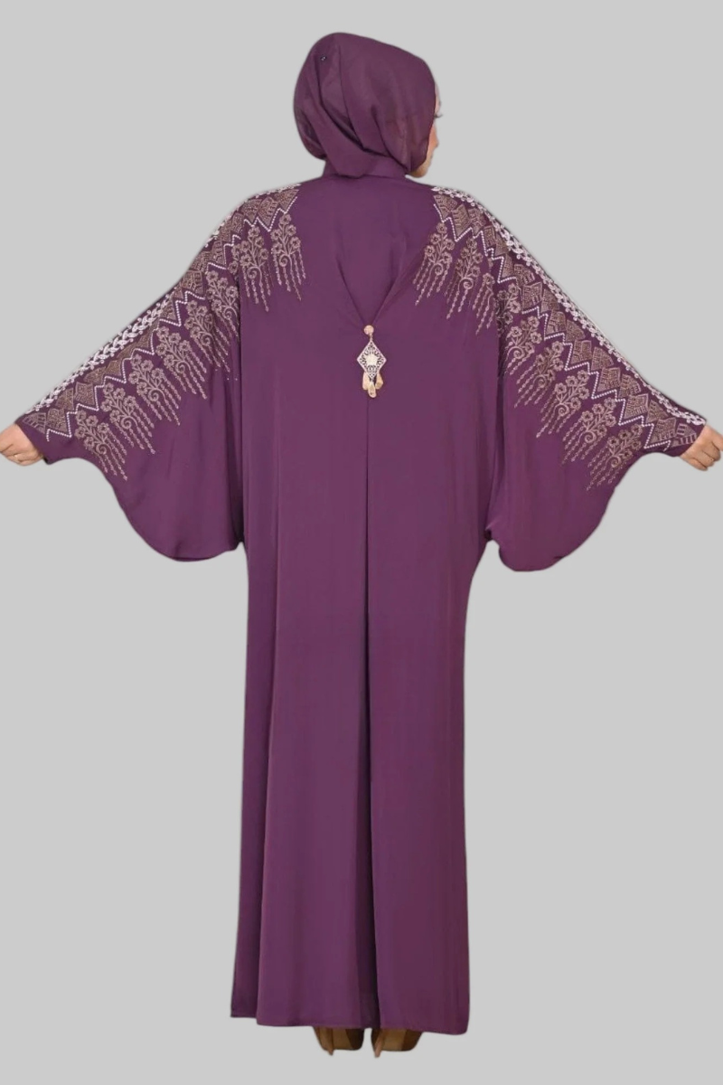 Ruqayya Embroidered Batwing Abaya - Graceful Modest Silhouette