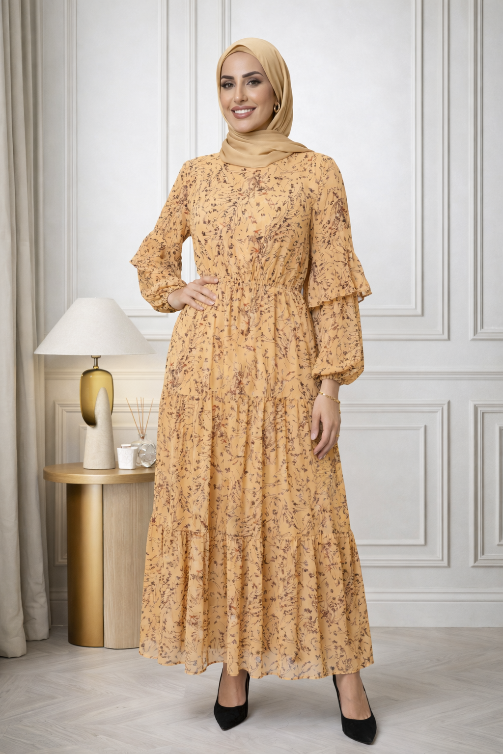Floral Chiffon Maxi Dress