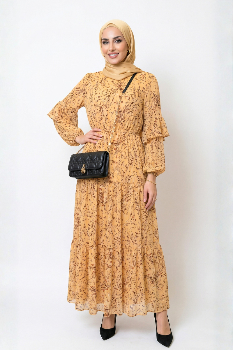 Floral Chiffon Maxi Dress