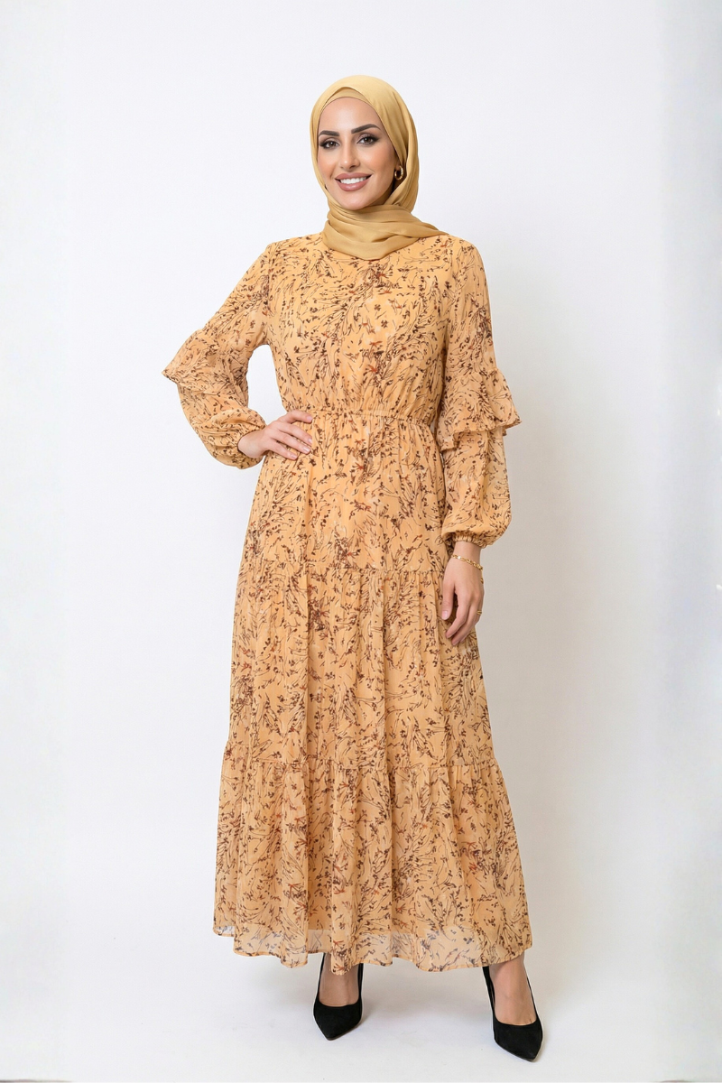 Floral Chiffon Maxi Dress