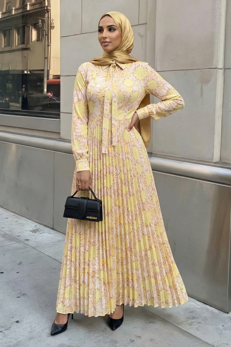 Golden Petal Maxi Dress