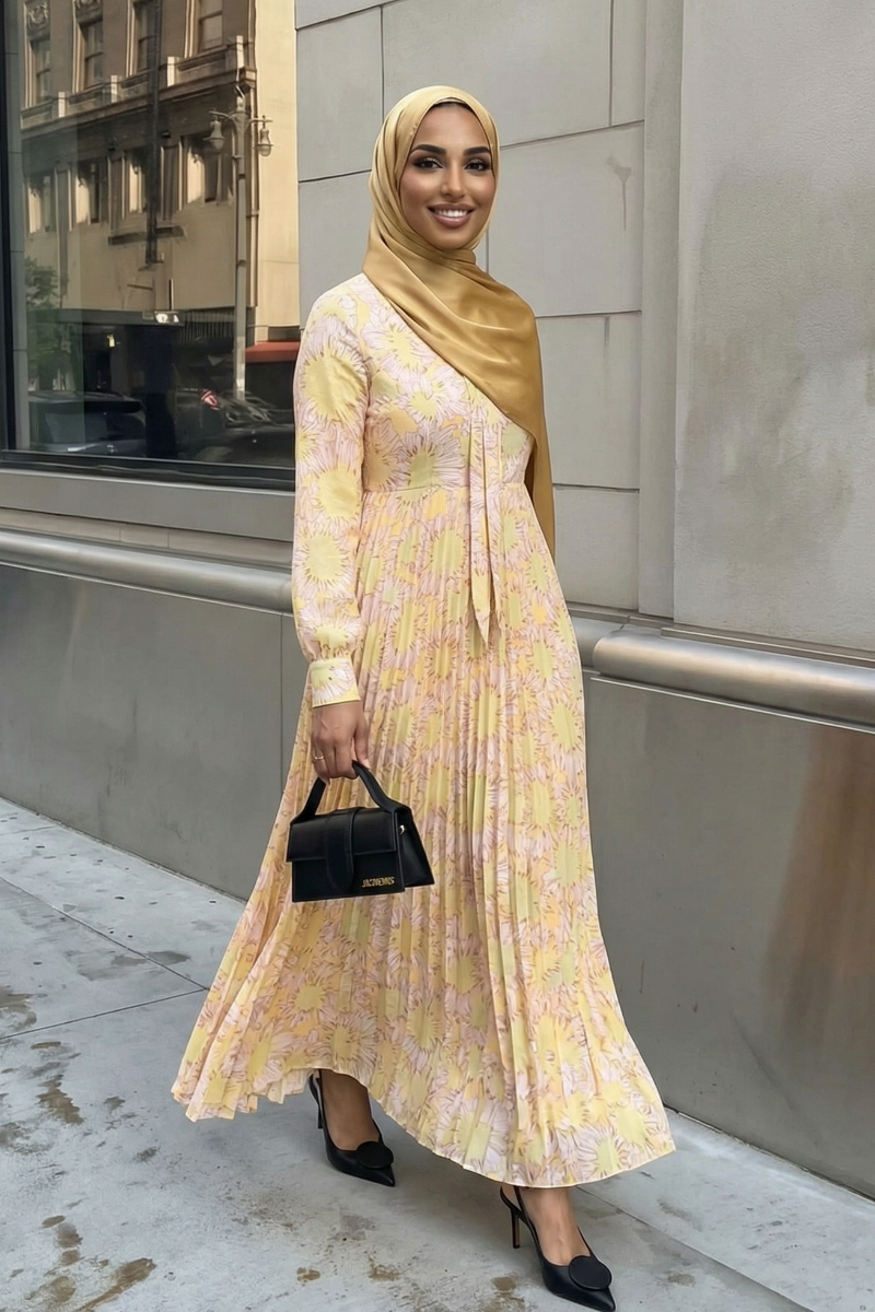 Golden Petal Maxi Dress