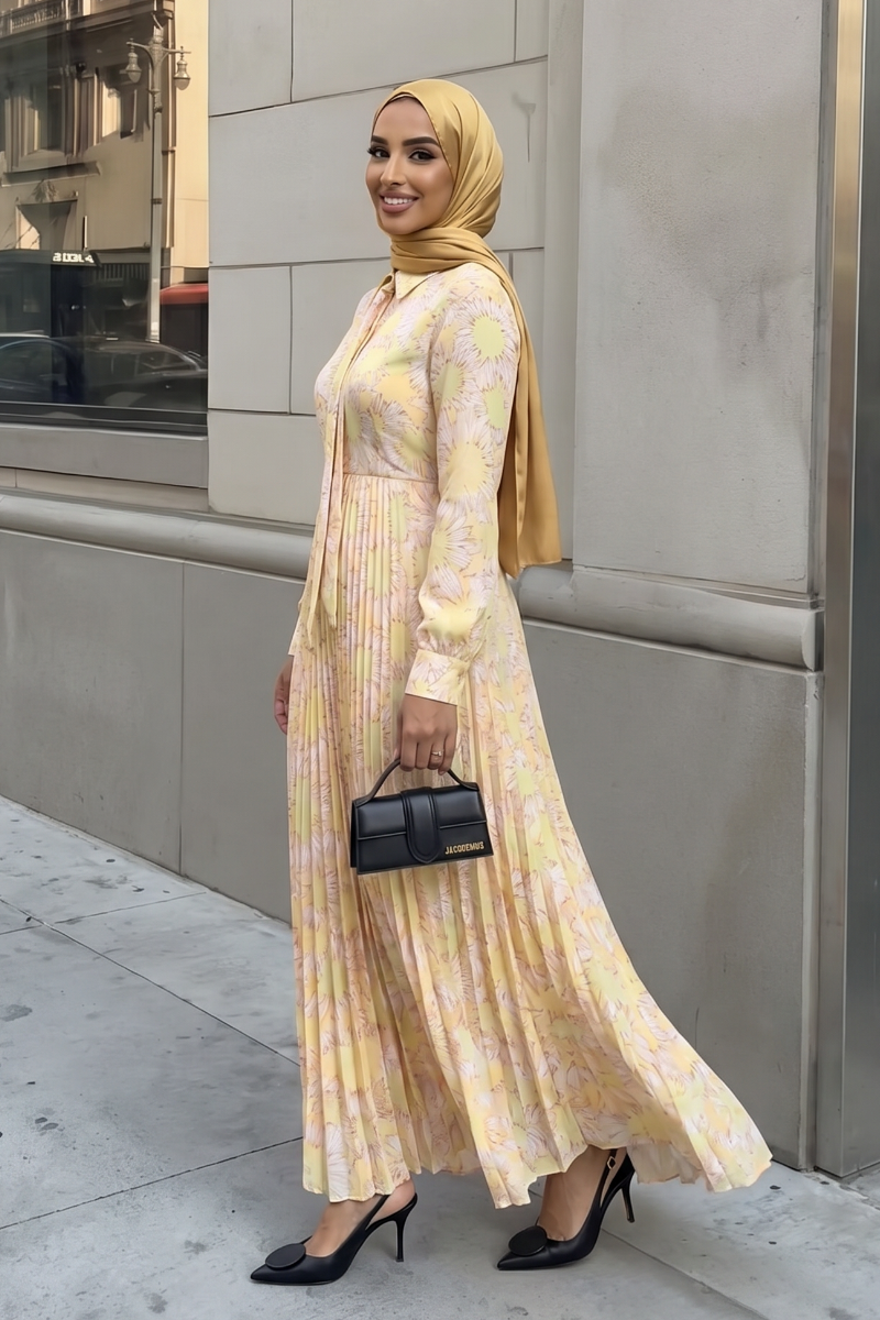 Golden Petal Maxi Dress