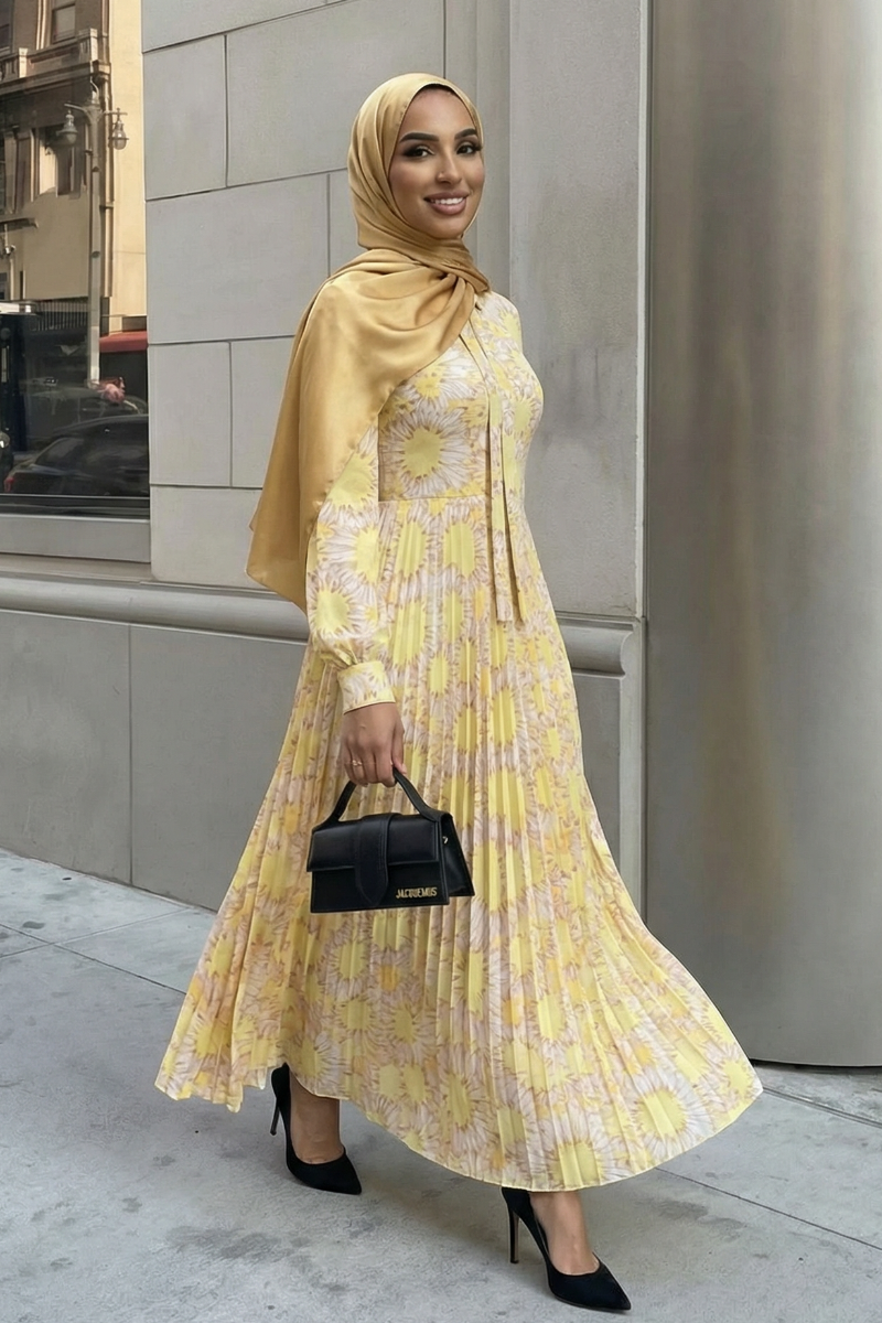 Golden Petal Maxi Dress