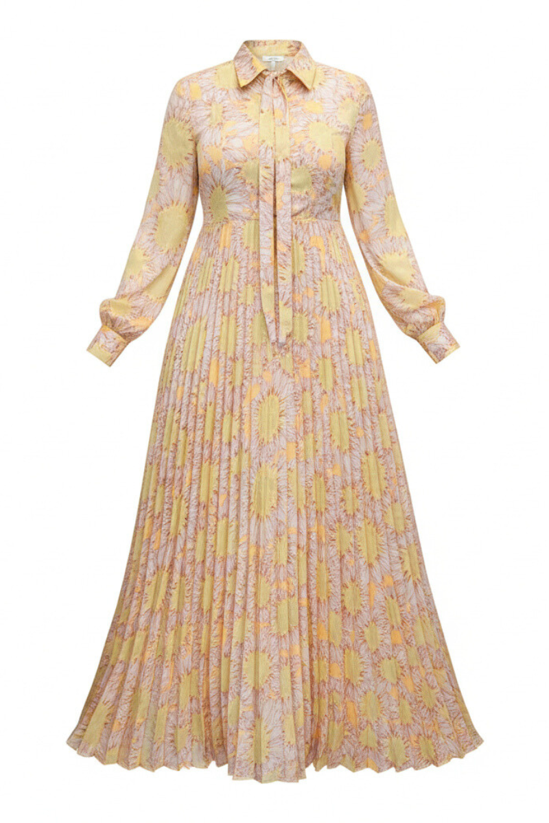 Golden Petal Maxi Dress