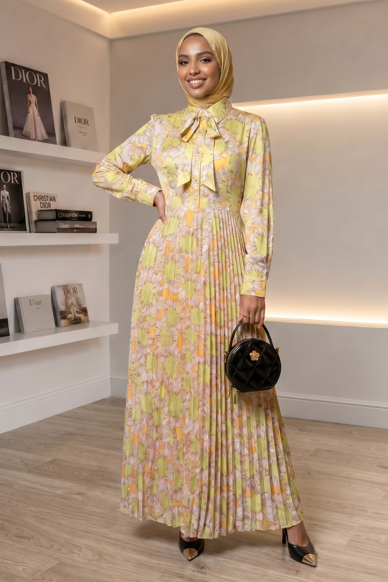 Golden Petal Maxi Dress