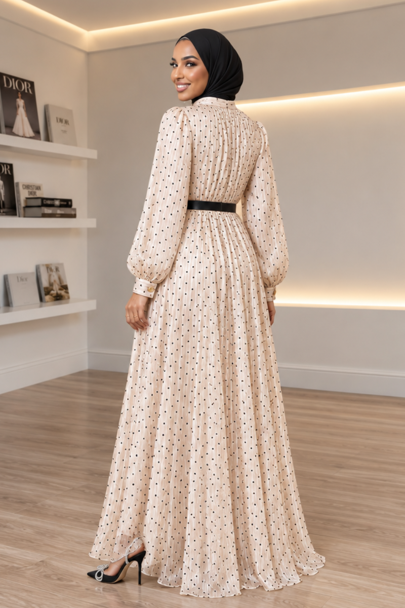Polka Maxi Dress - Champagne Blush
