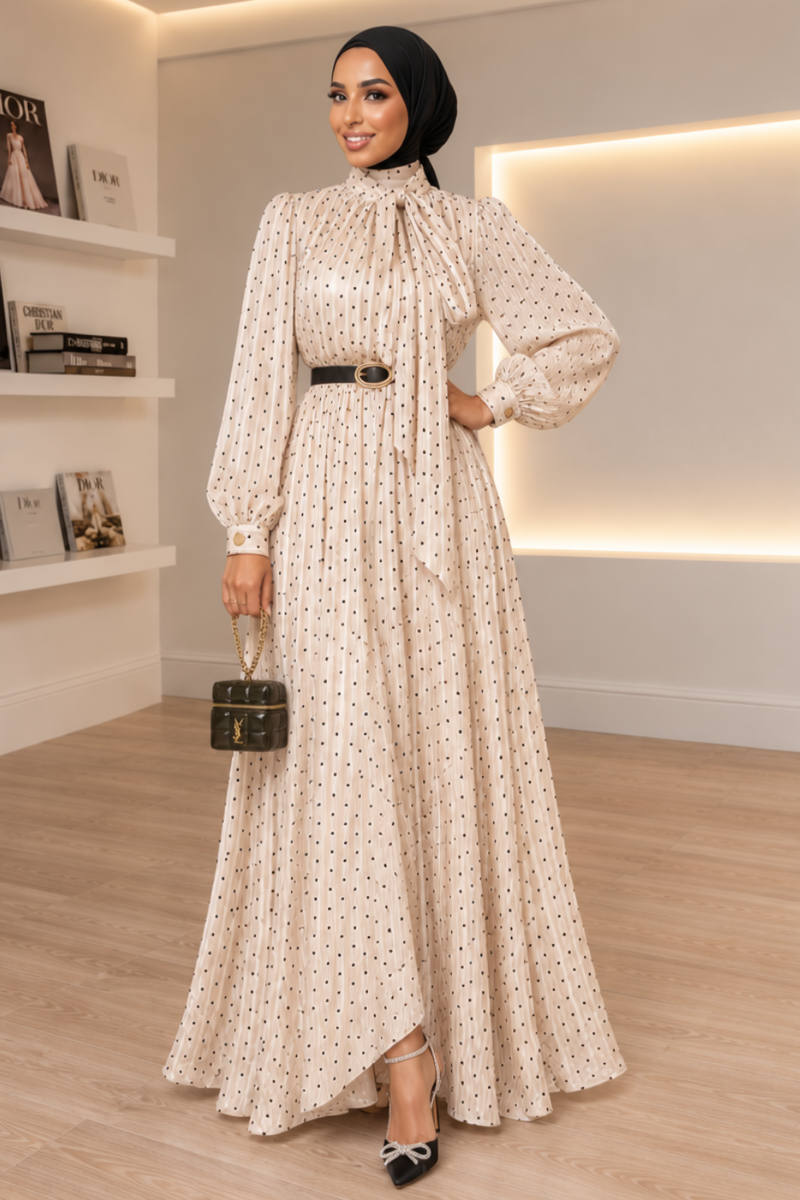 Polka Maxi Dress - Champagne Blush