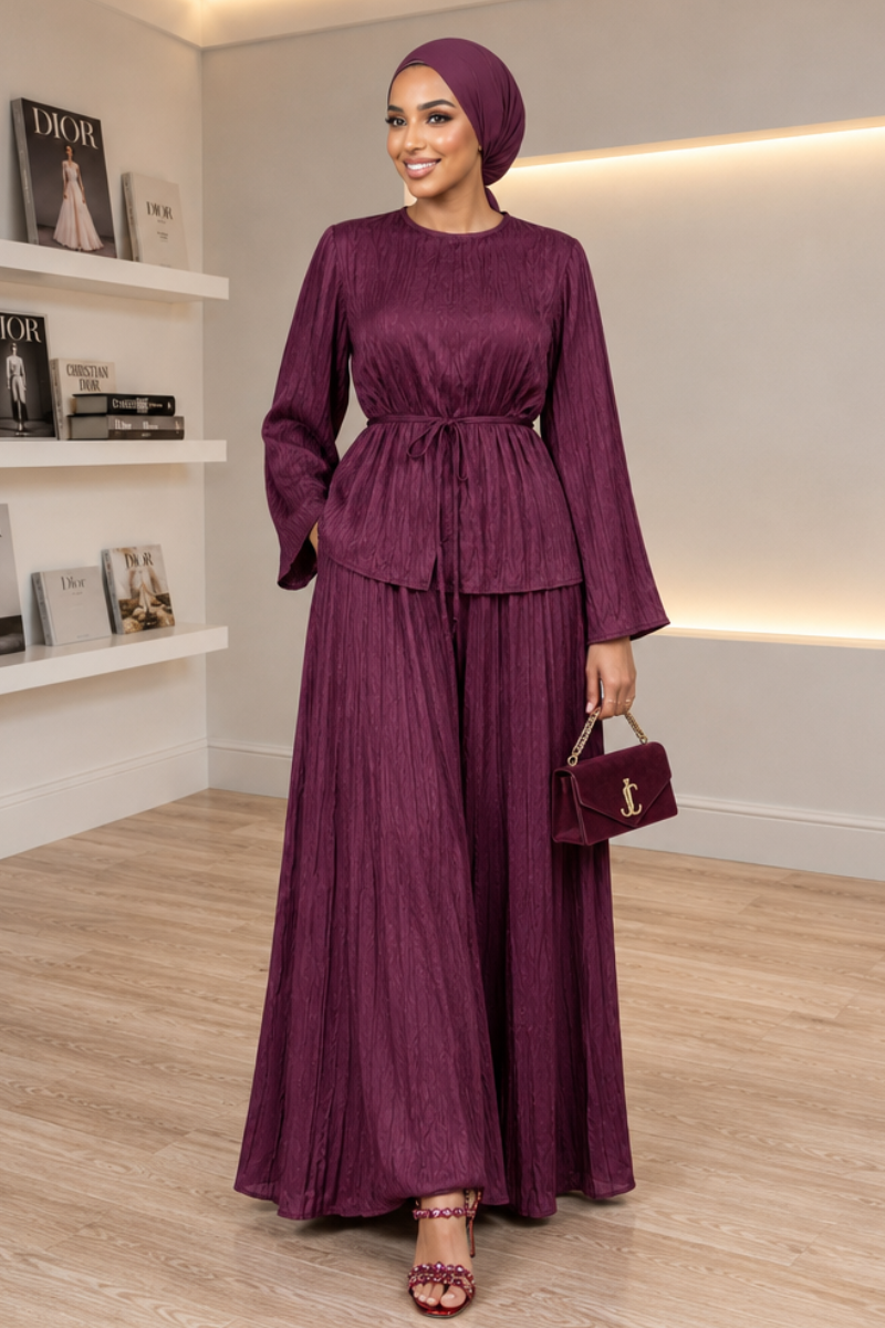Selene Cape Co-ord Set - Burgundy