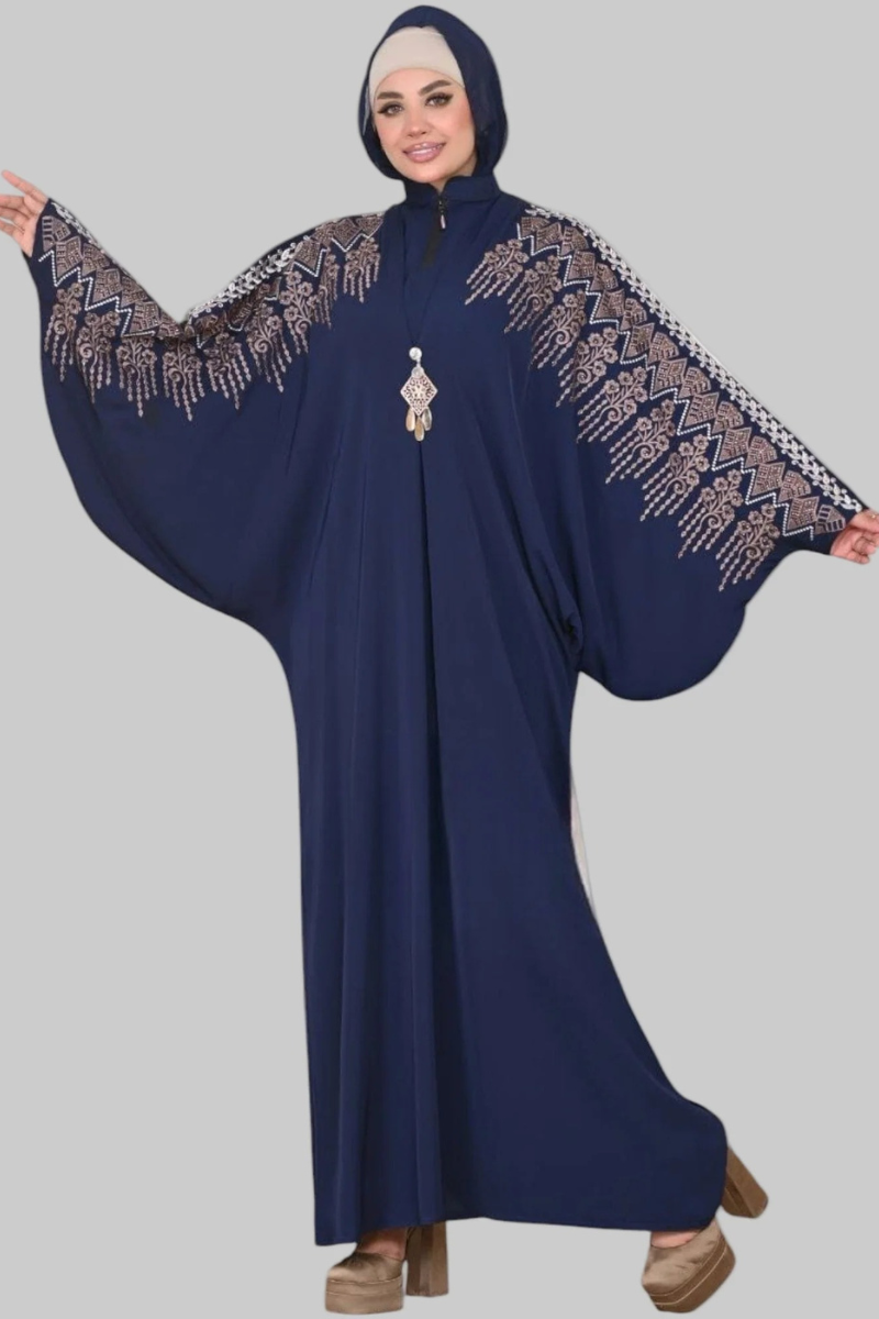 Ruqayya Embroidered Batwing Abaya - Graceful Modest Silhouette