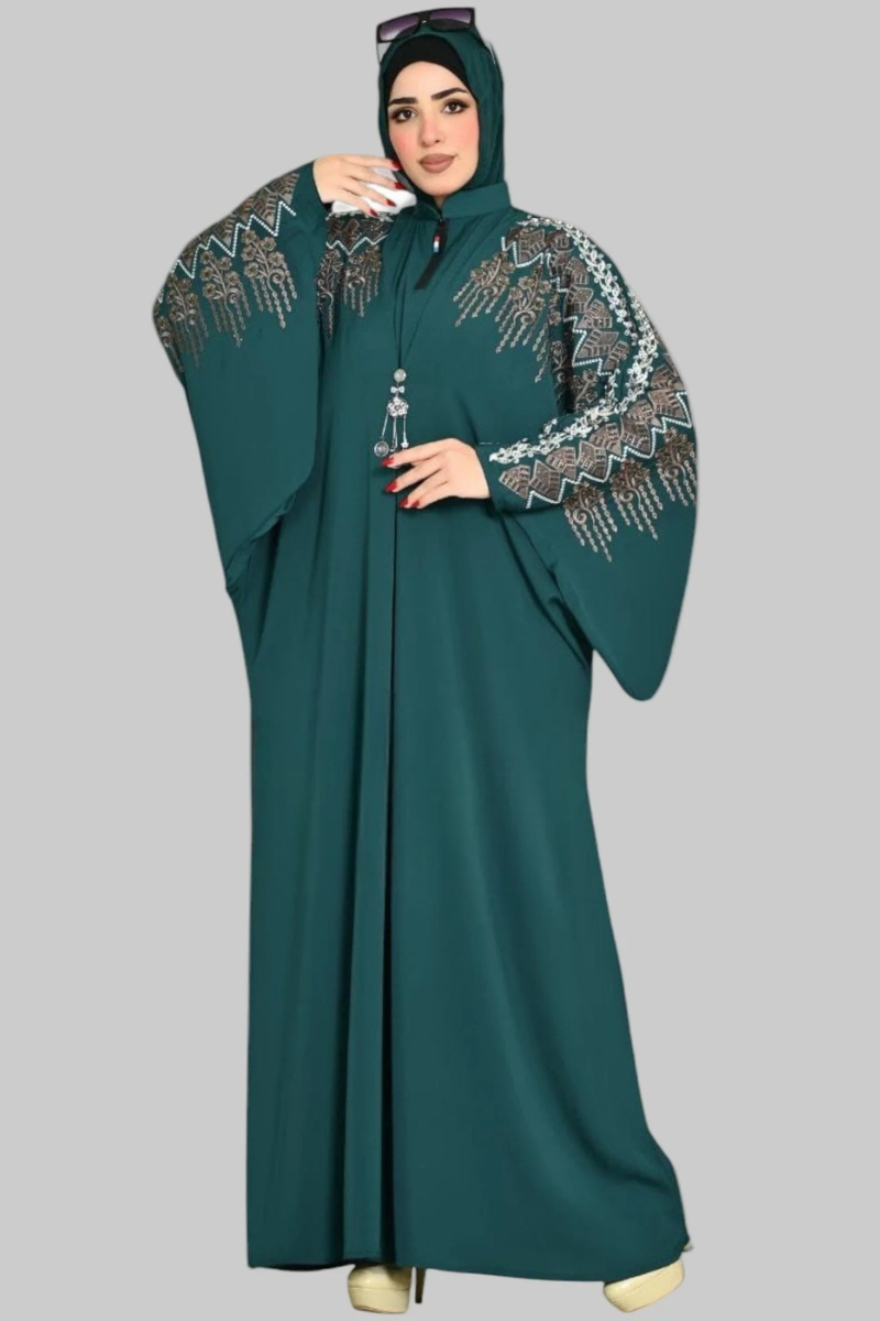 Ruqayya Embroidered Batwing Abaya - Graceful Modest Silhouette