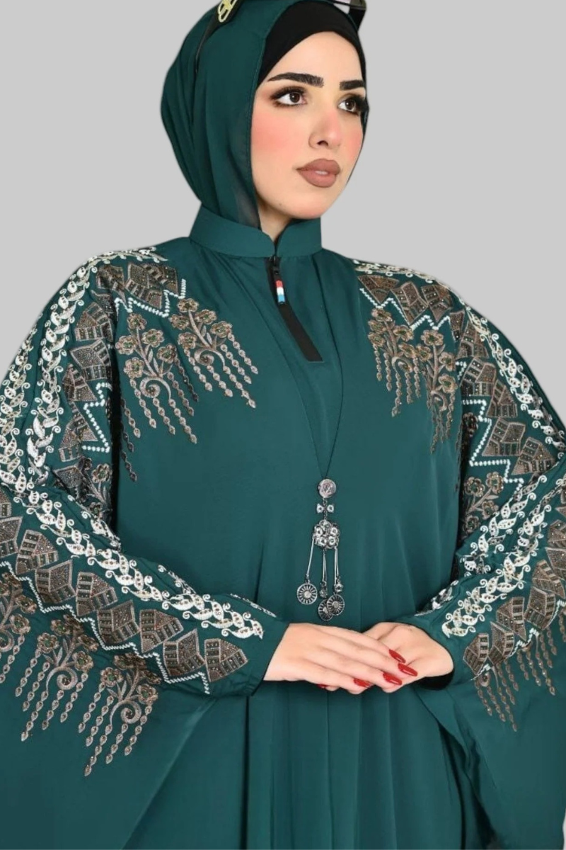 Ruqayya Embroidered Batwing Abaya - Graceful Modest Silhouette