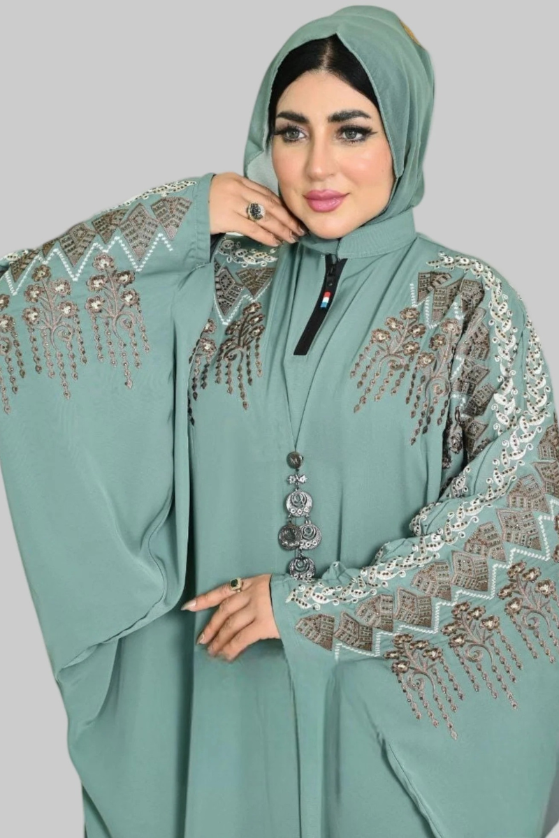 Ruqayya Embroidered Batwing Abaya - Graceful Modest Silhouette