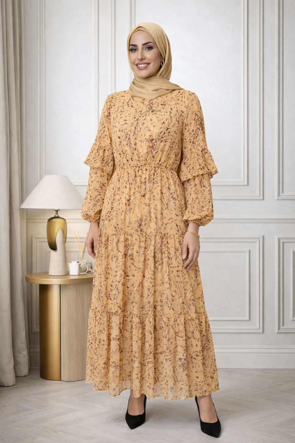 Floral Chiffon Maxi Dress