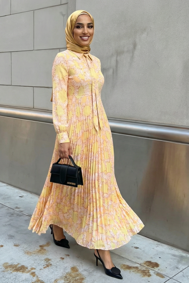 Golden Petal Maxi Dress