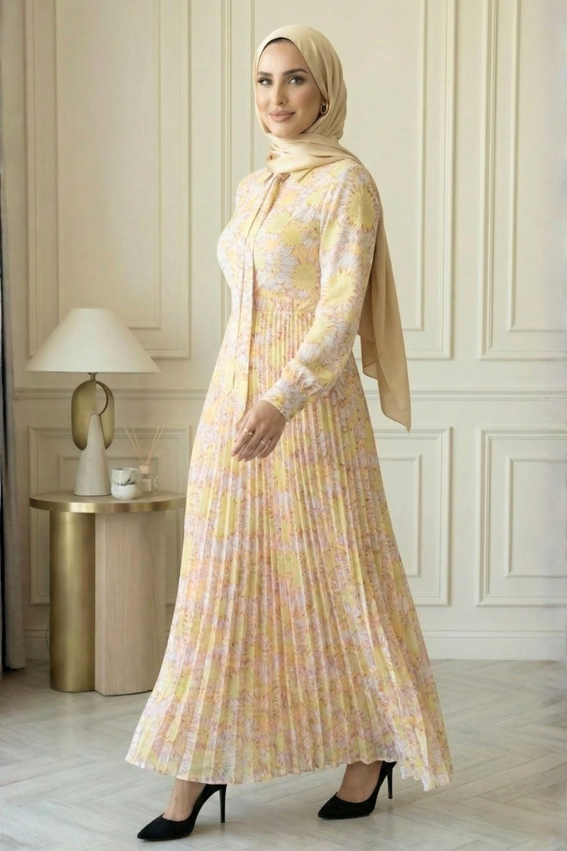 Golden Petal Maxi Dress