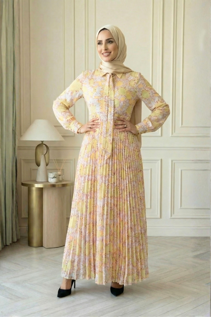 Golden Petal Maxi Dress