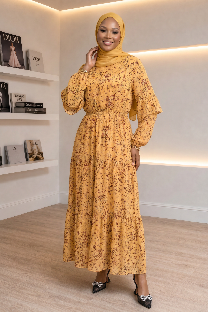 Floral Chiffon Maxi Dress