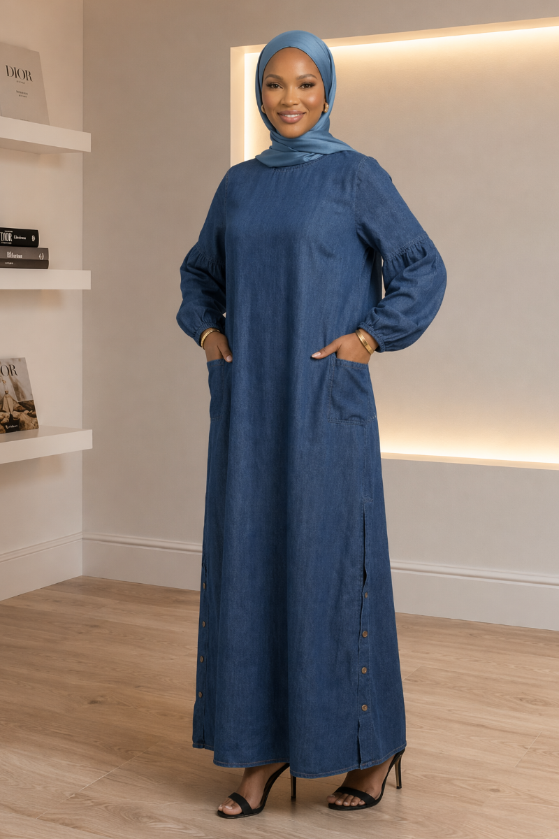 Urban Blue Denim Maxi Dress